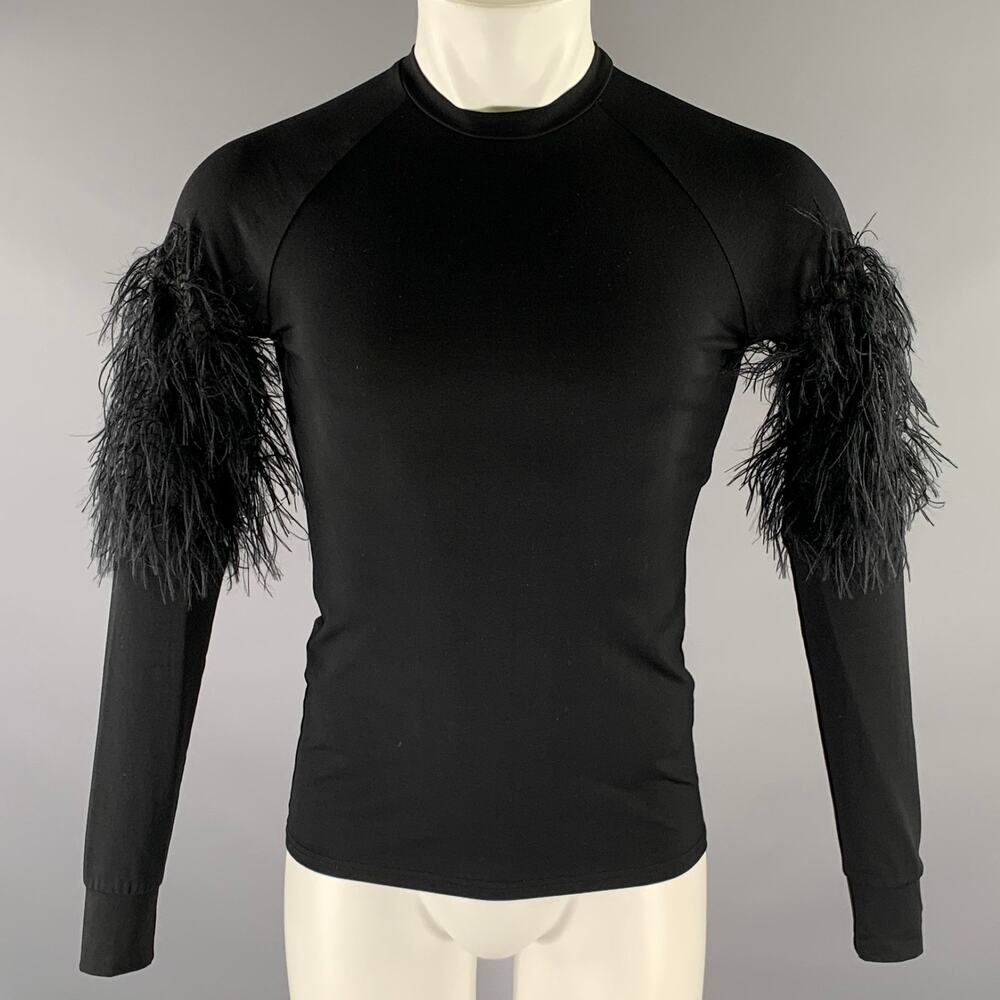 ORTTU Size XS Black Cotton Spandex Texture Sleeve Pullover